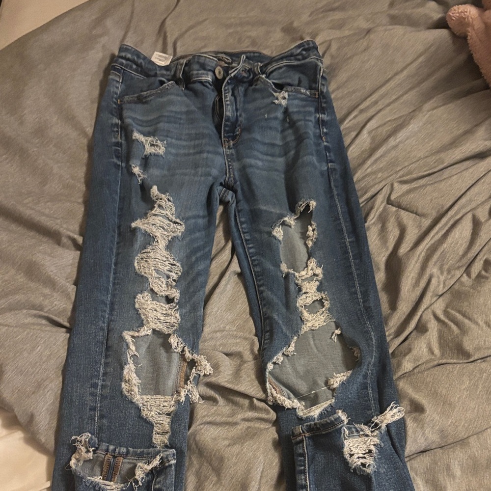 American Eagle Outfitters Ripped Blue Skinny Jeans